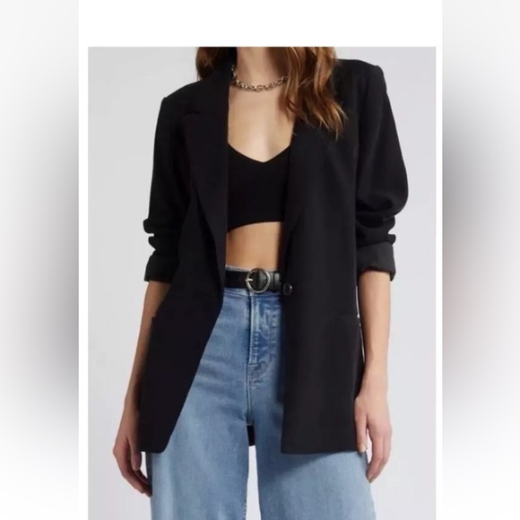 Open edit relaxed fit Black Button Closure Long Sleeve V-Neck Blaze SZ S - Picture 8 of 16